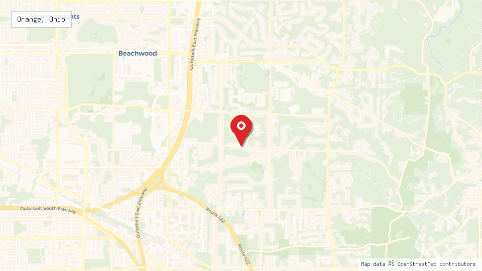 Street map of Orange, Ohio with location pin