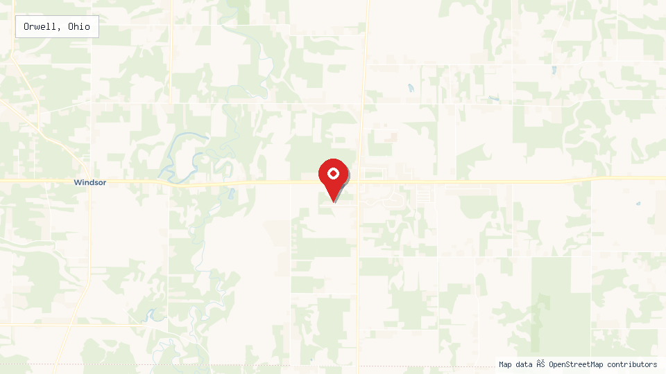 Street map of Orwell, Ohio with location pin