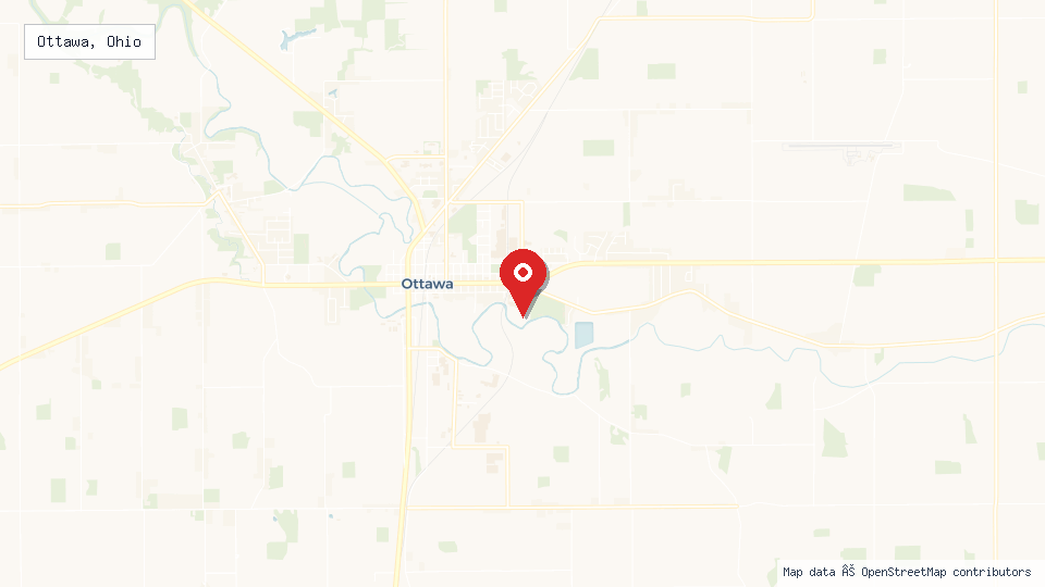 Street map of Ottawa, Ohio with location pin