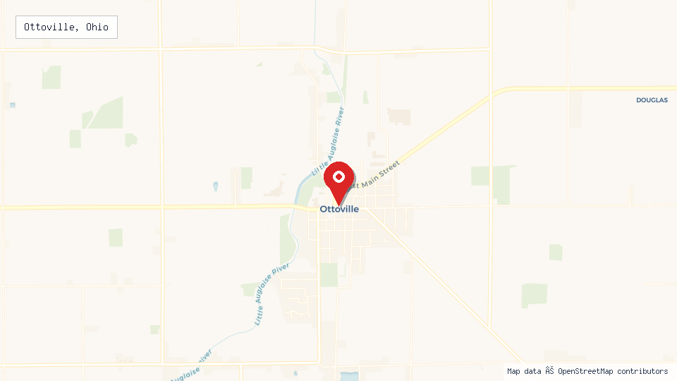 Street map of Ottoville, Ohio with location pin