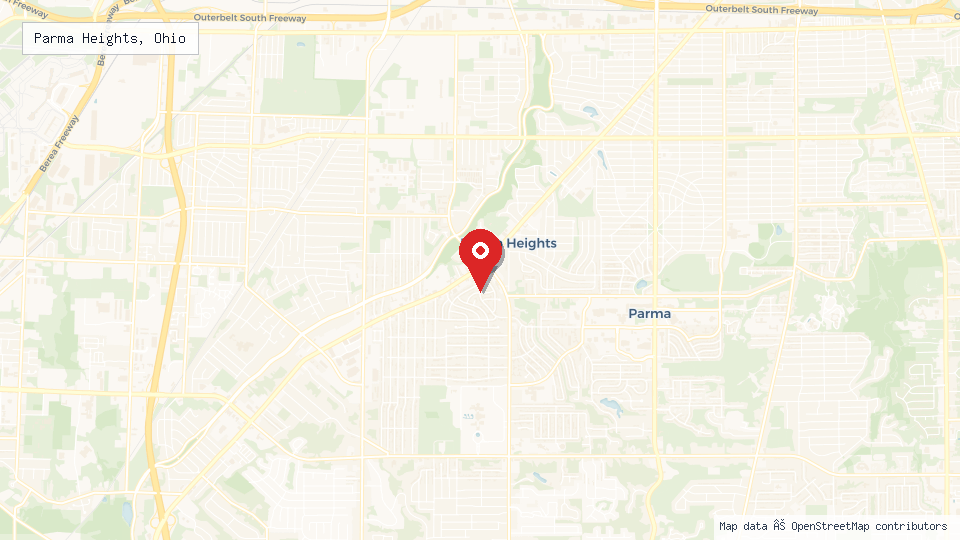 Street map of Parma Heights, Ohio with location pin