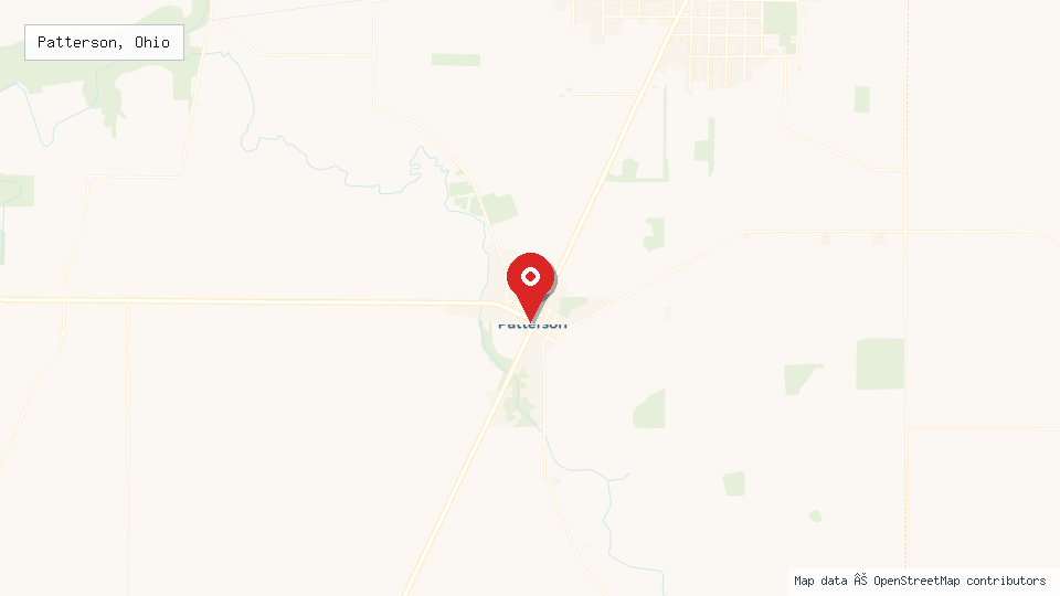 Street map of Patterson, Ohio with location pin