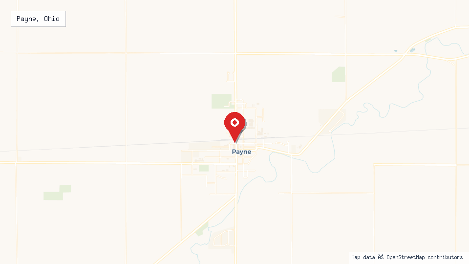 Street map of Payne, Ohio with location pin