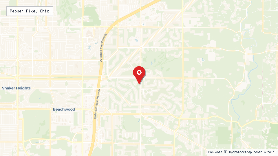 Street map of Pepper Pike, Ohio with location pin