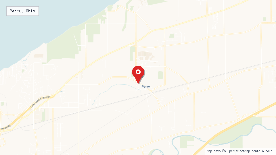 Street map of Perry, Ohio with location pin