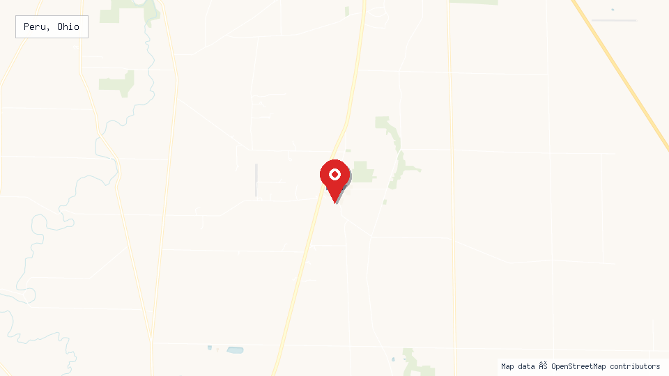 Street map of Peru, Ohio with location pin