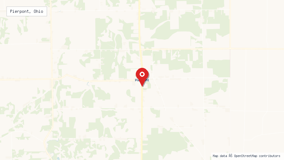 Street map of Pierpont, Ohio with location pin