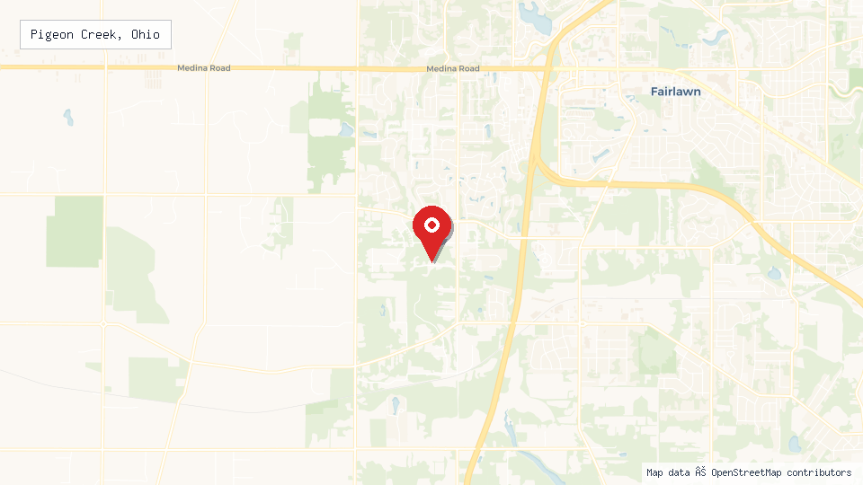 Street map of Pigeon Creek, Ohio with location pin
