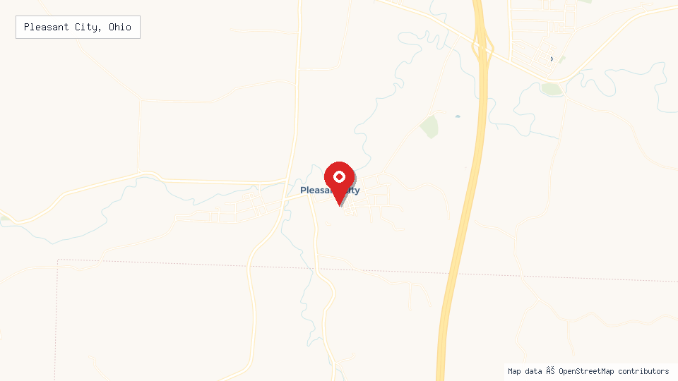 Street map of Pleasant City, Ohio with location pin