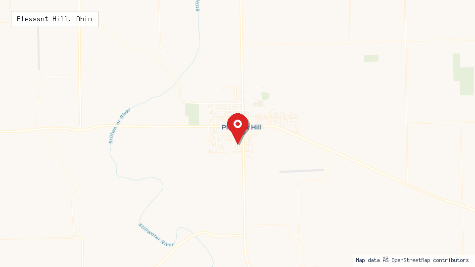 Street map of Pleasant Hill, Ohio with location pin