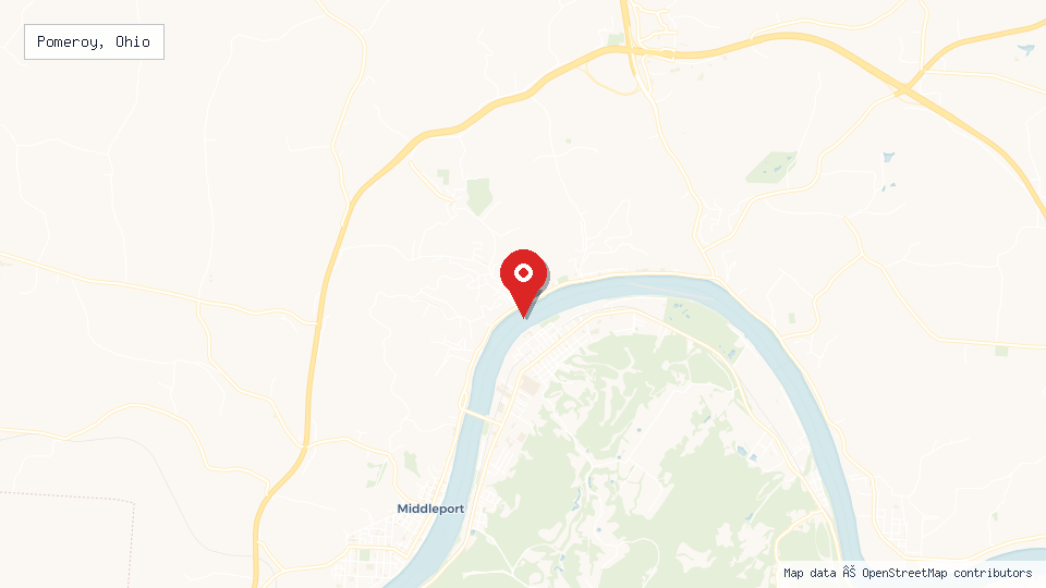 Street map of Pomeroy, Ohio with location pin