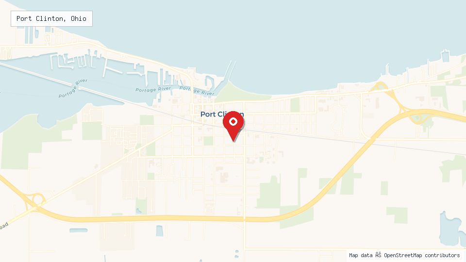 Street map of Port Clinton, Ohio with location pin