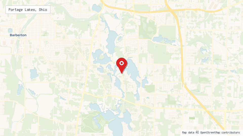 Street map of Portage Lakes, Ohio with location pin