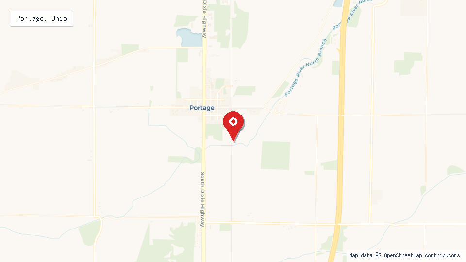 Street map of Portage, Ohio with location pin