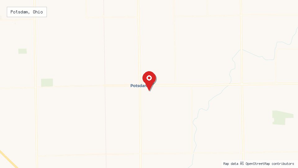 Street map of Potsdam, Ohio with location pin