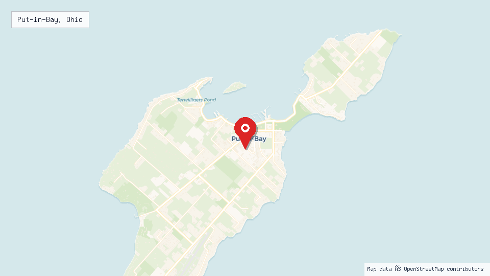 Street map of Put-in-Bay, Ohio with location pin