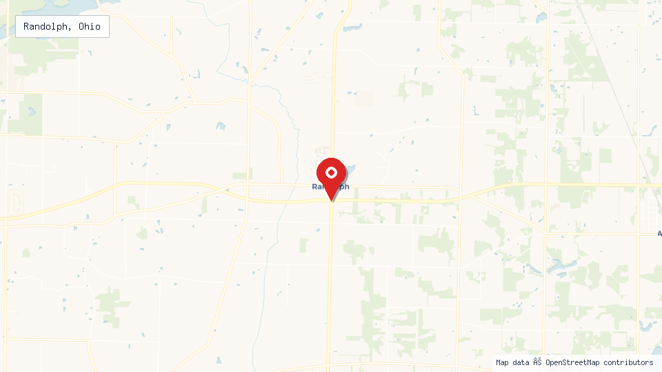 Street map of Randolph, Ohio with location pin