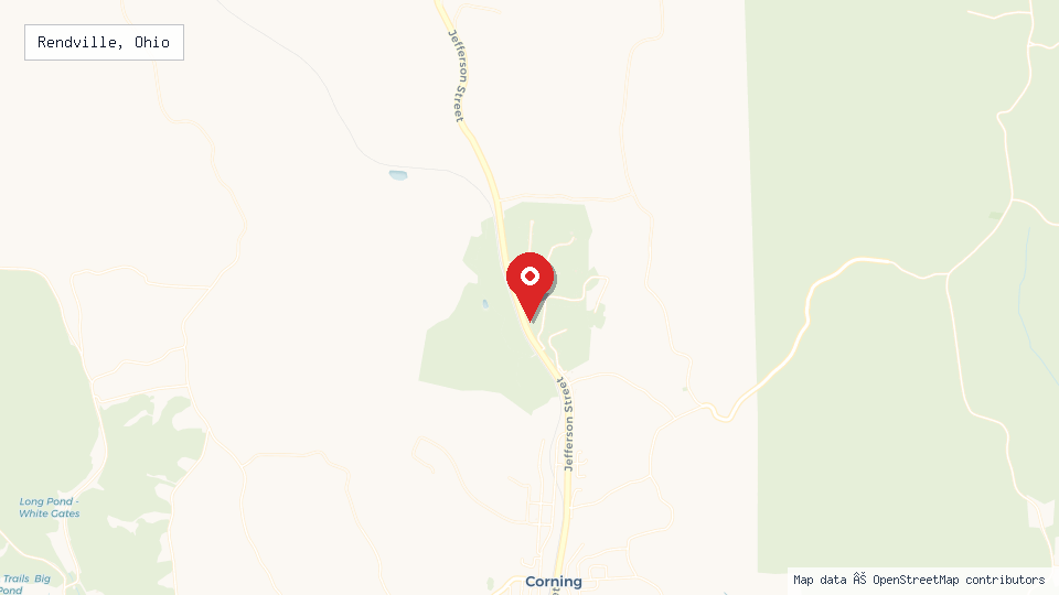 Street map of Rendville, Ohio with location pin