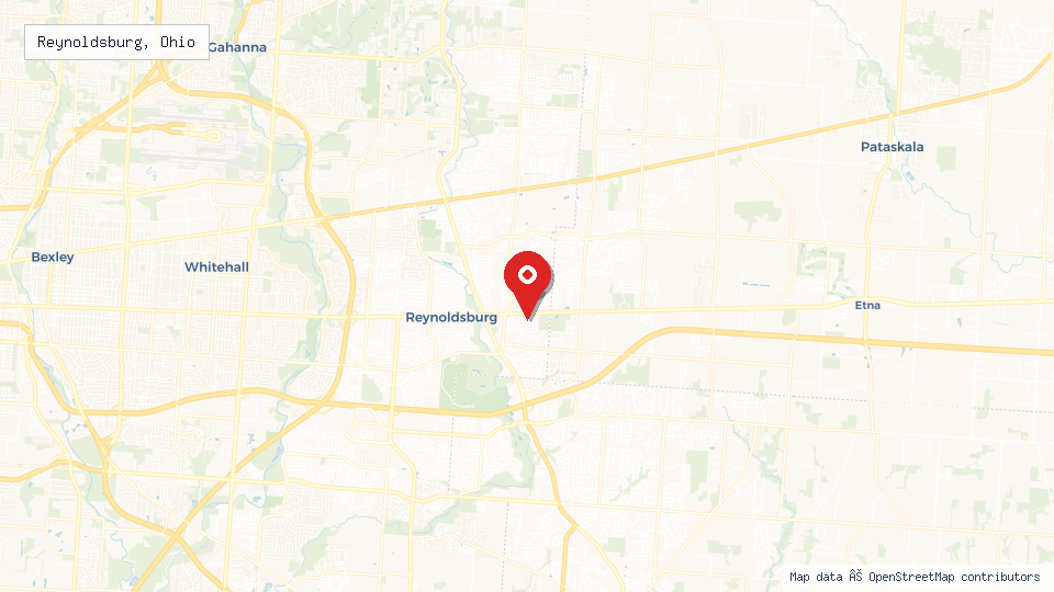 Street map of Reynoldsburg, Ohio with location pin