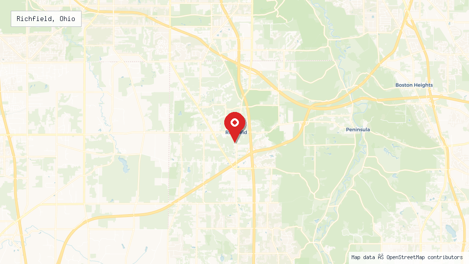 Street map of Richfield, Ohio with location pin