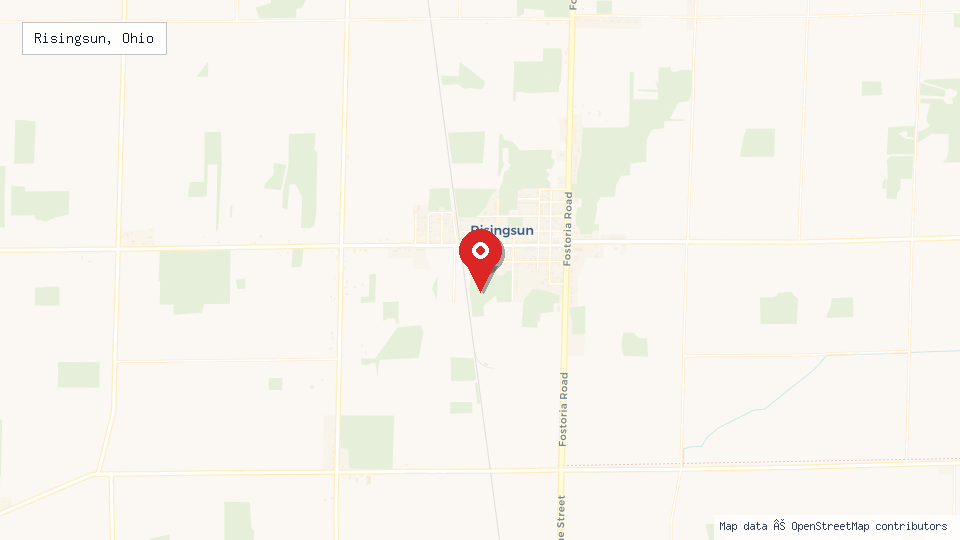 Street map of Risingsun, Ohio with location pin