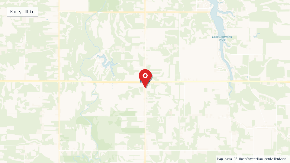 Street map of Rome, Ohio with location pin