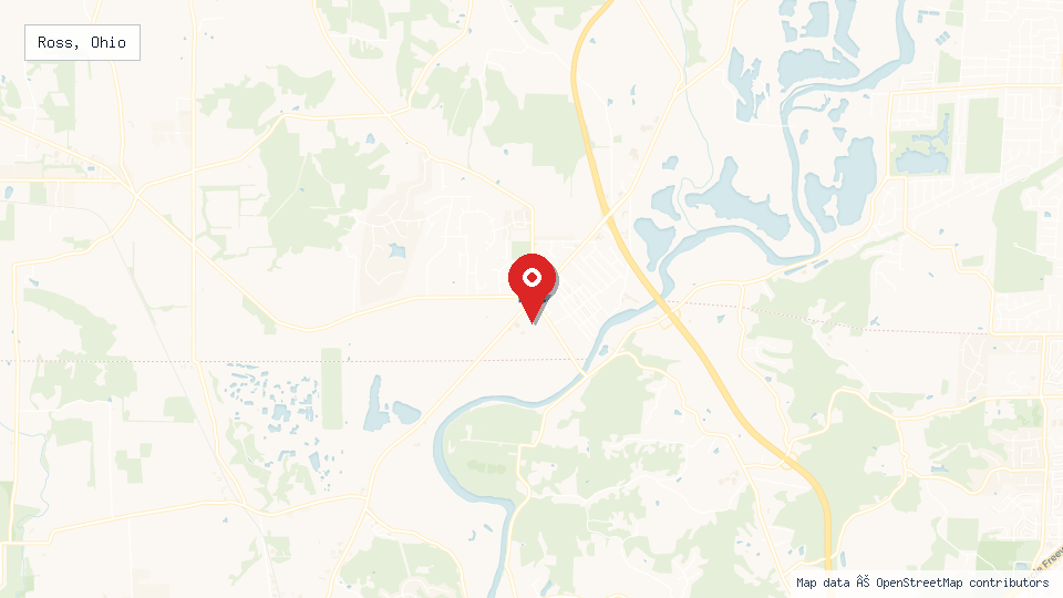 Street map of Ross, Ohio with location pin