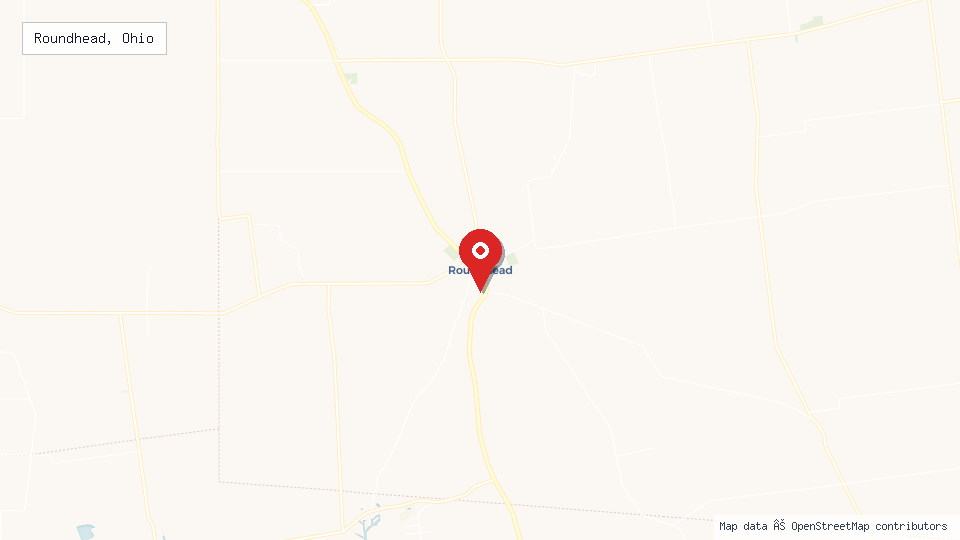 Street map of Roundhead, Ohio with location pin