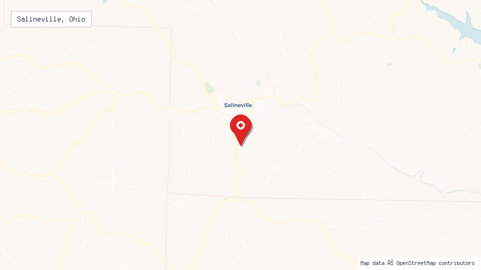 Street map of Salineville, Ohio with location pin