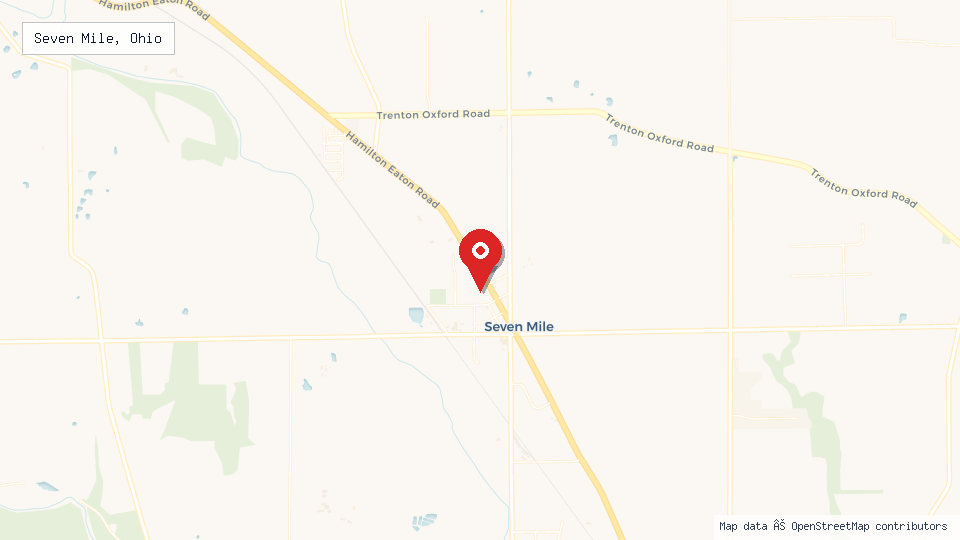 Street map of Seven Mile, Ohio with location pin