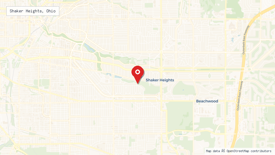 Street map of Shaker Heights, Ohio with location pin