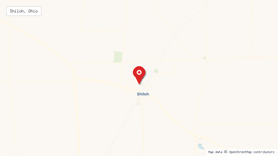 Street map of Shiloh, Ohio with location pin