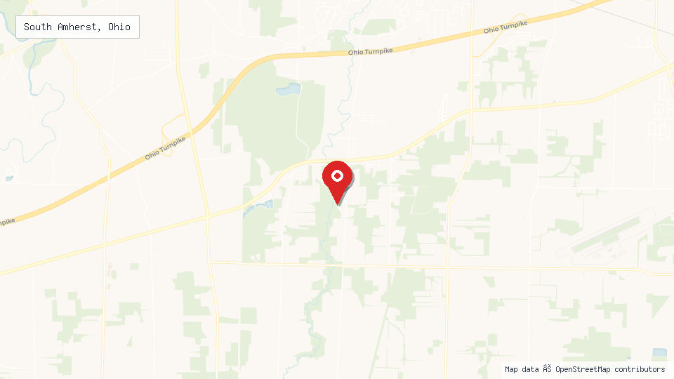 Street map of South Amherst, Ohio with location pin