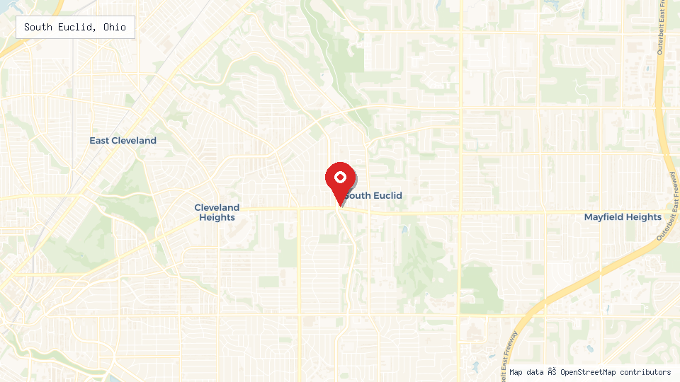 Street map of South Euclid, Ohio with location pin