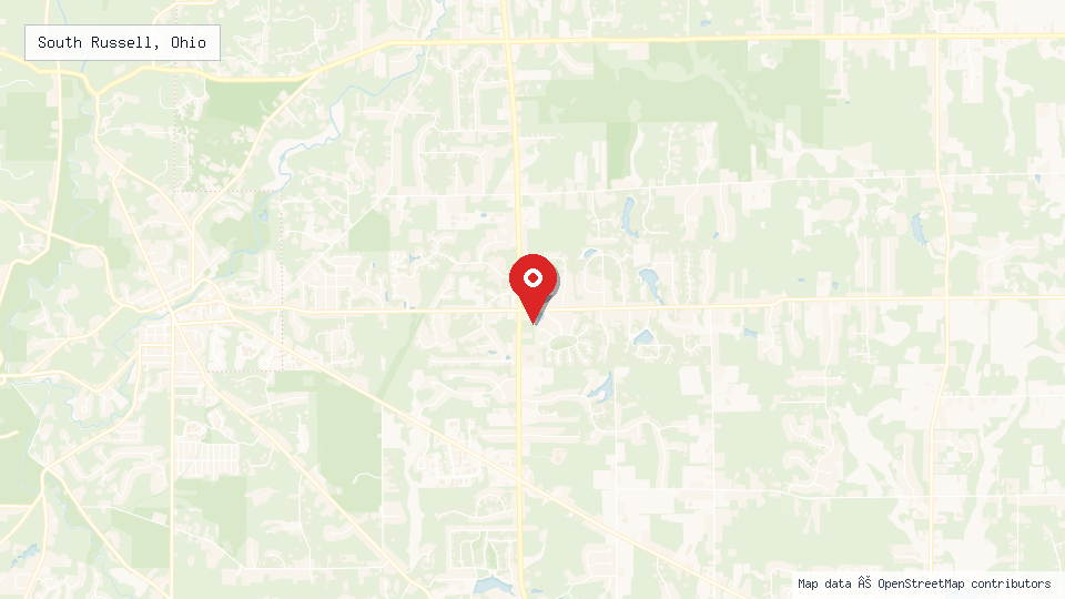 Street map of South Russell, Ohio with location pin
