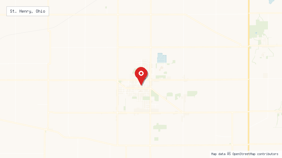 Street map of St. Henry, Ohio with location pin