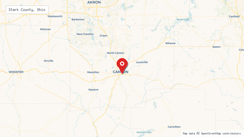 Street map of Stark County, Ohio with location pin