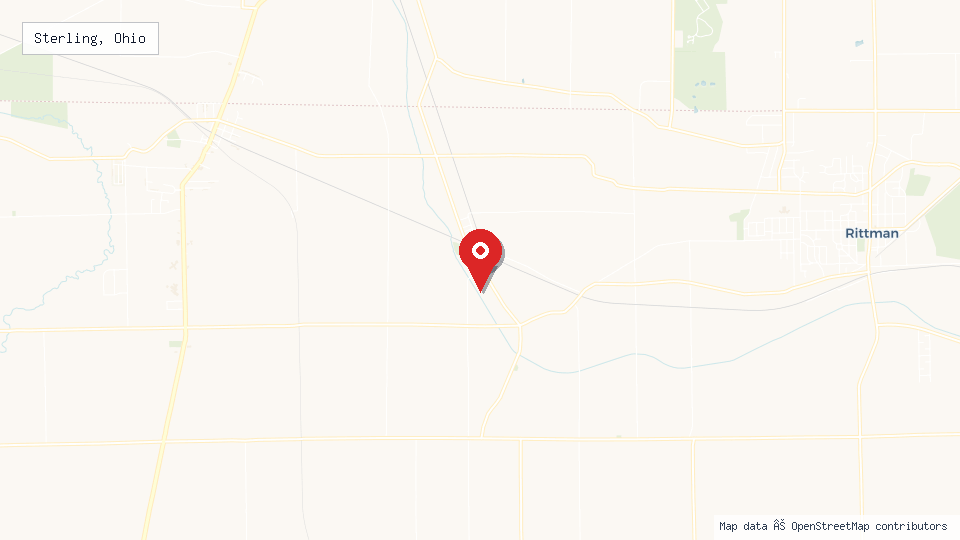 Street map of Sterling, Ohio with location pin
