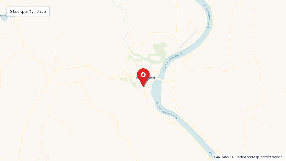 Street map of Stockport, Ohio with location pin