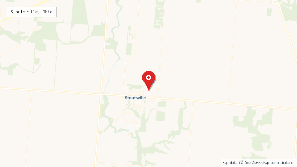 Street map of Stoutsville, Ohio with location pin