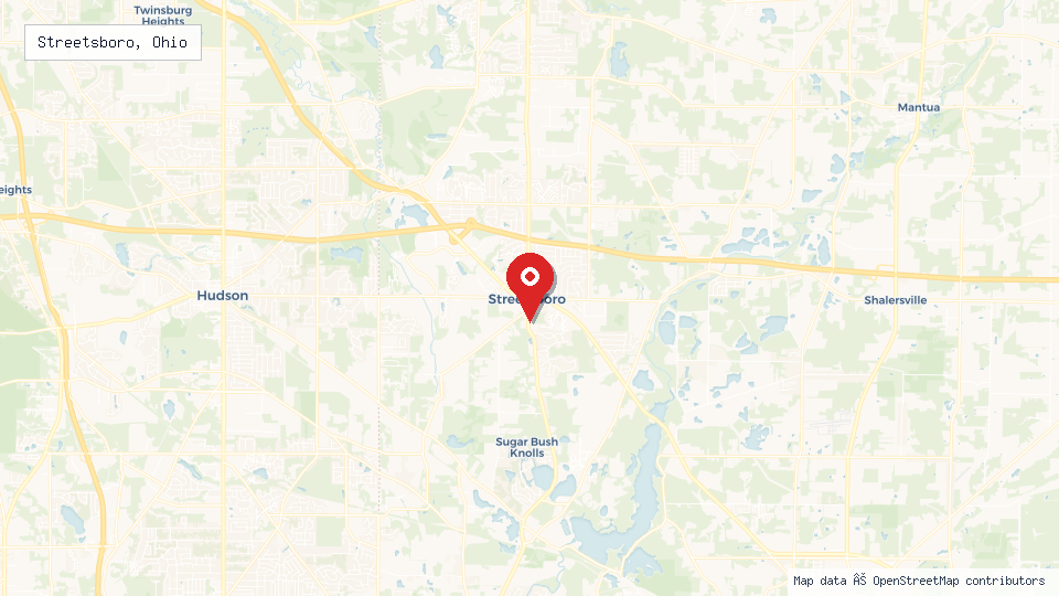 Street map of Streetsboro, Ohio with location pin