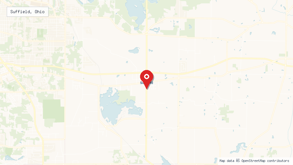 Street map of Suffield, Ohio with location pin