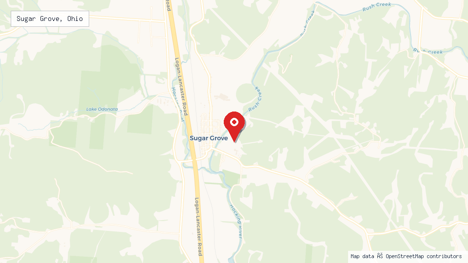 Street map of Sugar Grove, Ohio with location pin