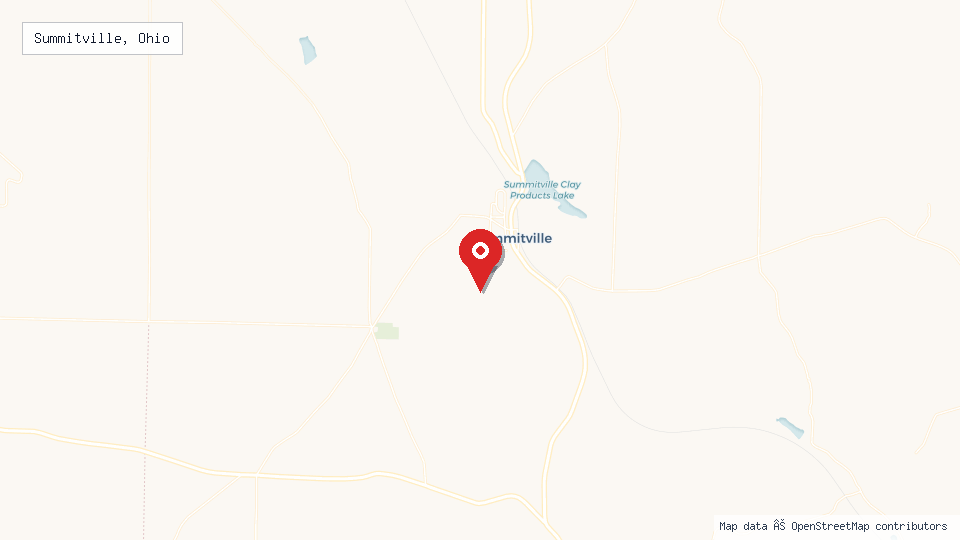 Street map of Summitville, Ohio with location pin