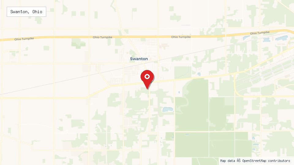 Street map of Swanton, Ohio with location pin