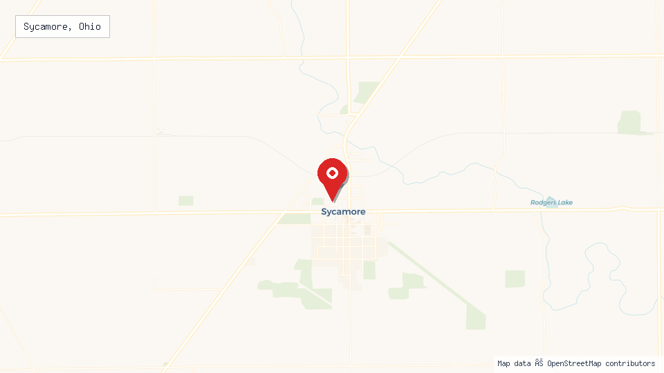 Street map of Sycamore, Ohio with location pin