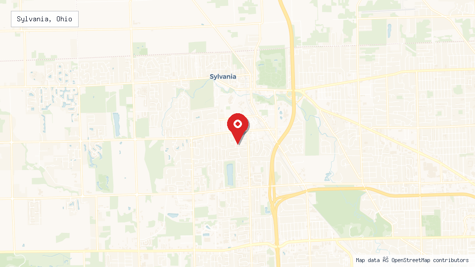 Street map of Sylvania, Ohio with location pin