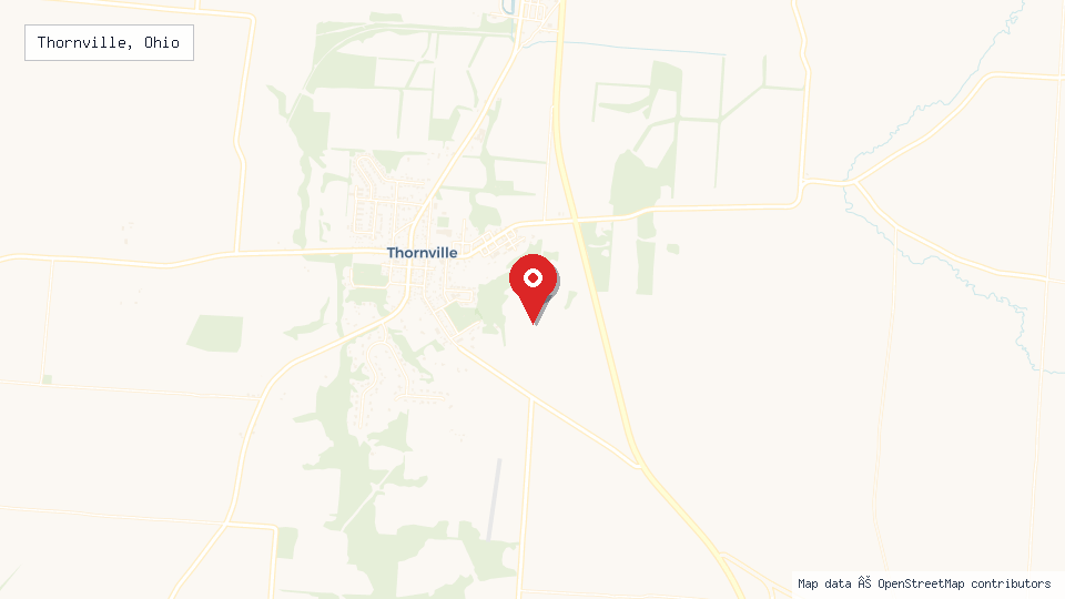 Street map of Thornville, Ohio with location pin