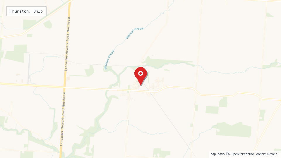 Street map of Thurston, Ohio with location pin