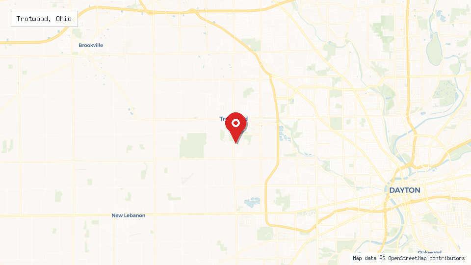 Street map of Trotwood, Ohio with location pin